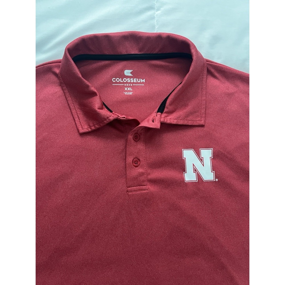 Colosseum Nebraska Cornhuskers Polo Shirt Men's 2XL Red‎ Performance NCAA